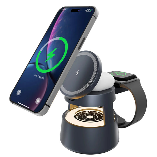 4 In 1 Magnetic Wireless Charger 15W Charging Nightlight