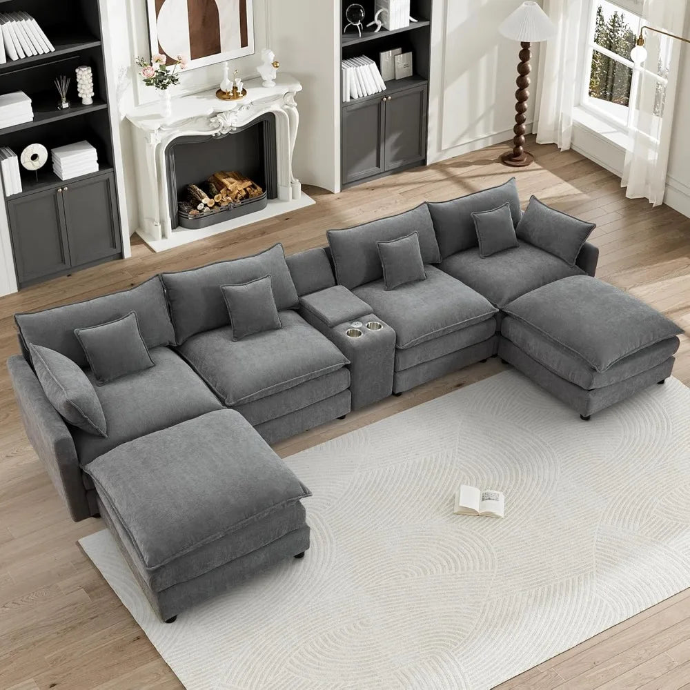 Cloud Couch Modular Gray Sectional With Chenille Comfort