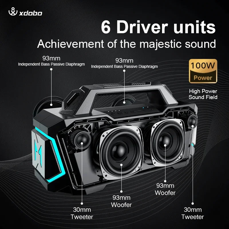 XDobo1992 100W Bluetooth Speaker with Waterproof Design and RGB Lights