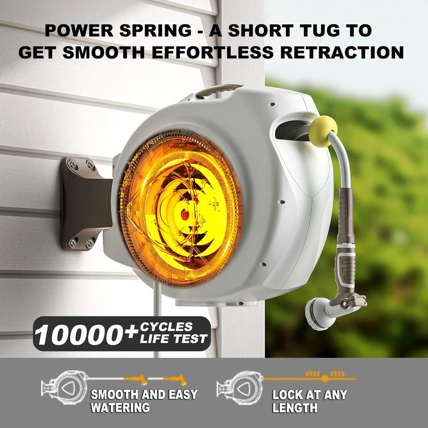 Retractable Garden Hose Reel Automatic Rewind Wall Mount