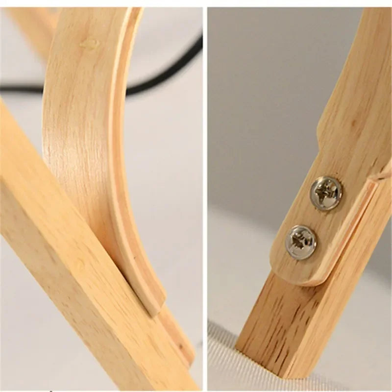 Modern LED Floor Lamp Wood Base for Living Room Ambience