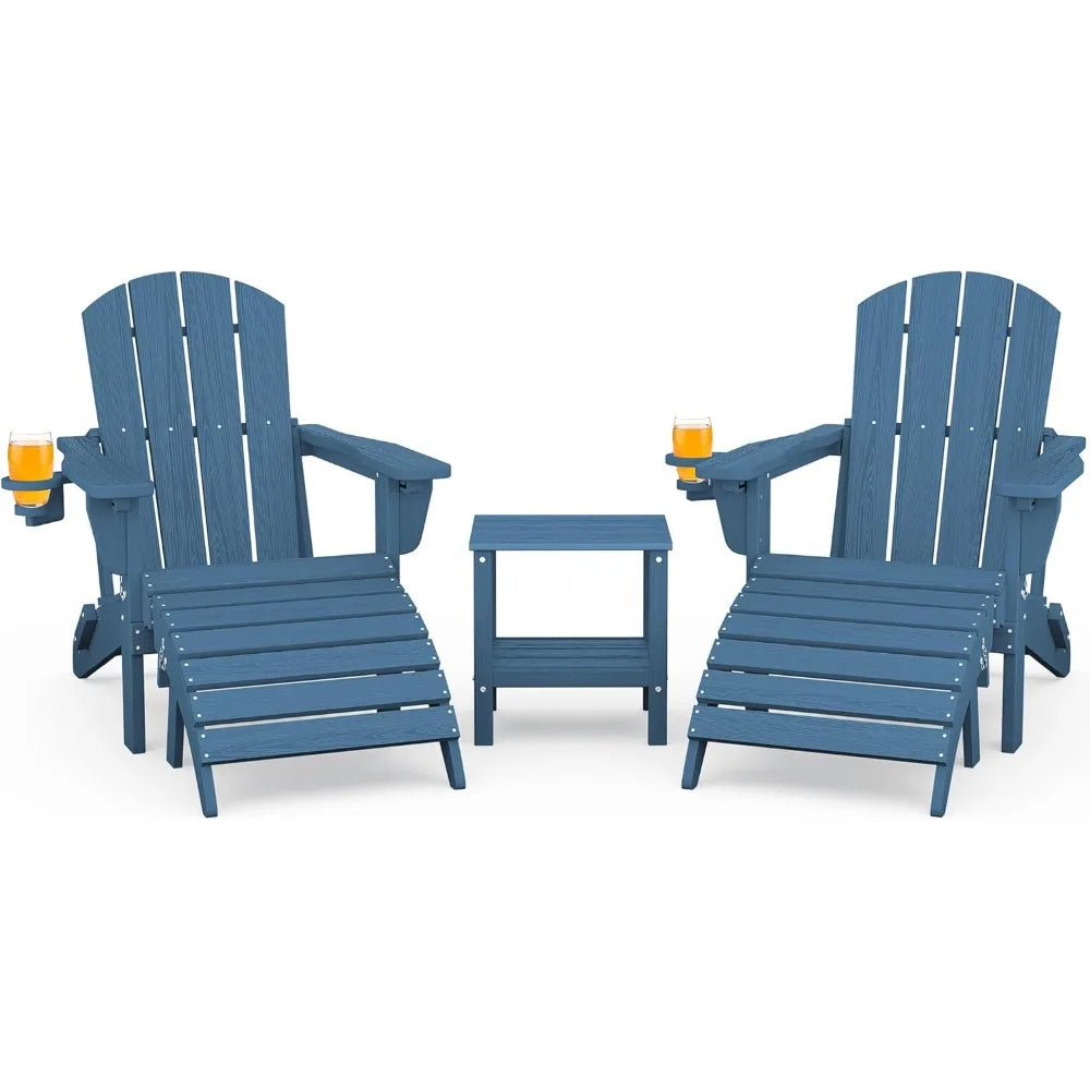 Weather Resistant Adirondack Chair and Ottoman Set