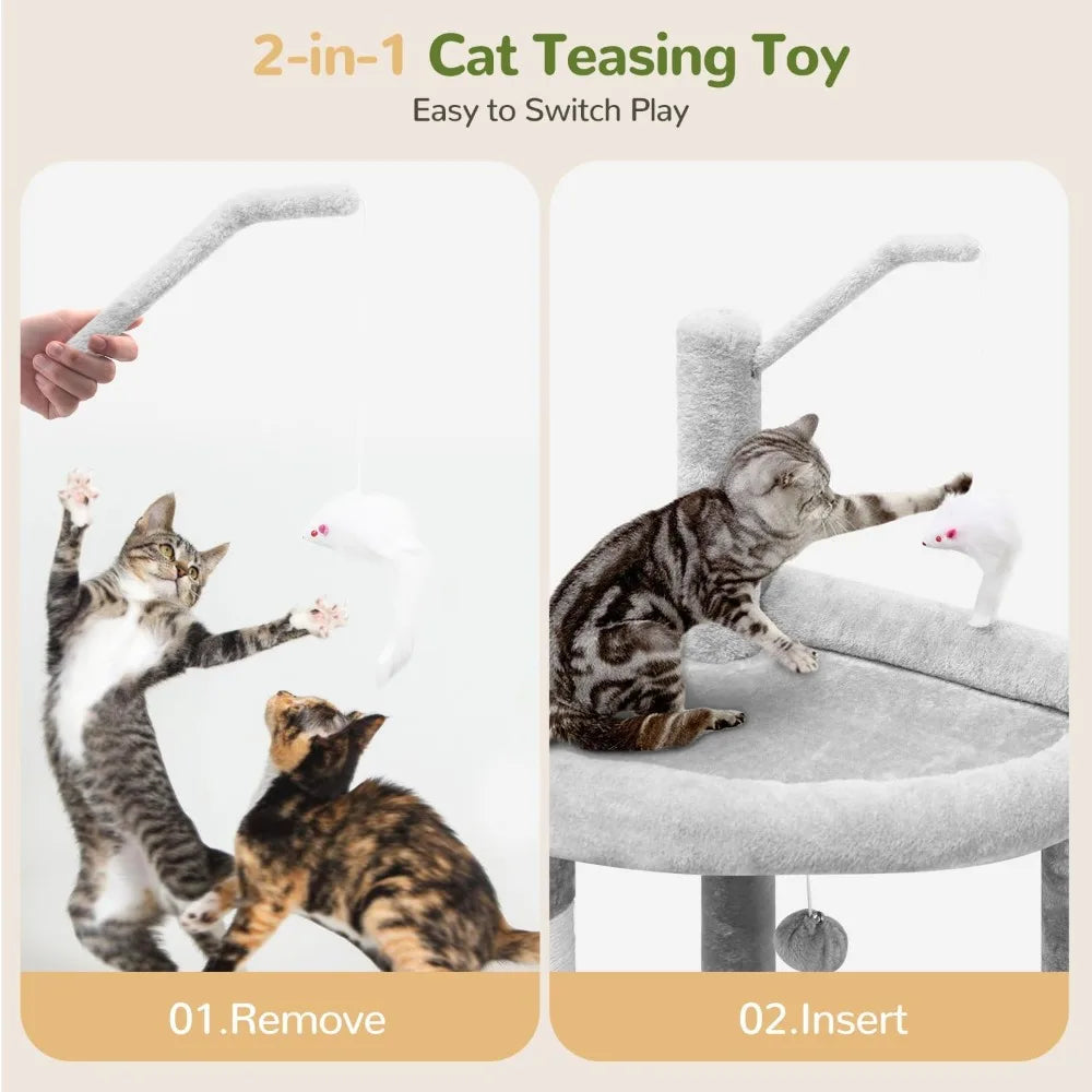 ZHIYONG F64 Cat Tree Tower with Scratching Post for Large Cats