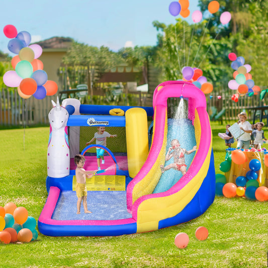 Unicorn Inflatable Bounce House with Water Slide Fun for Kids