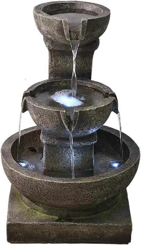 Outdoor Waterfall Fountain with Soothing LED Lights