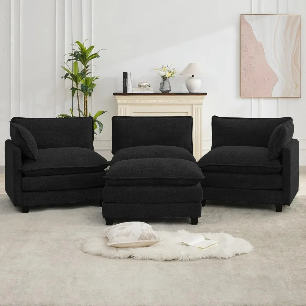 Modular Sectional Couch With Movable Ottoman L Shaped Sofa