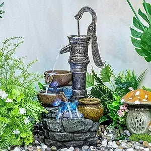Outdoor Fountain with Lights for Serene Gardens