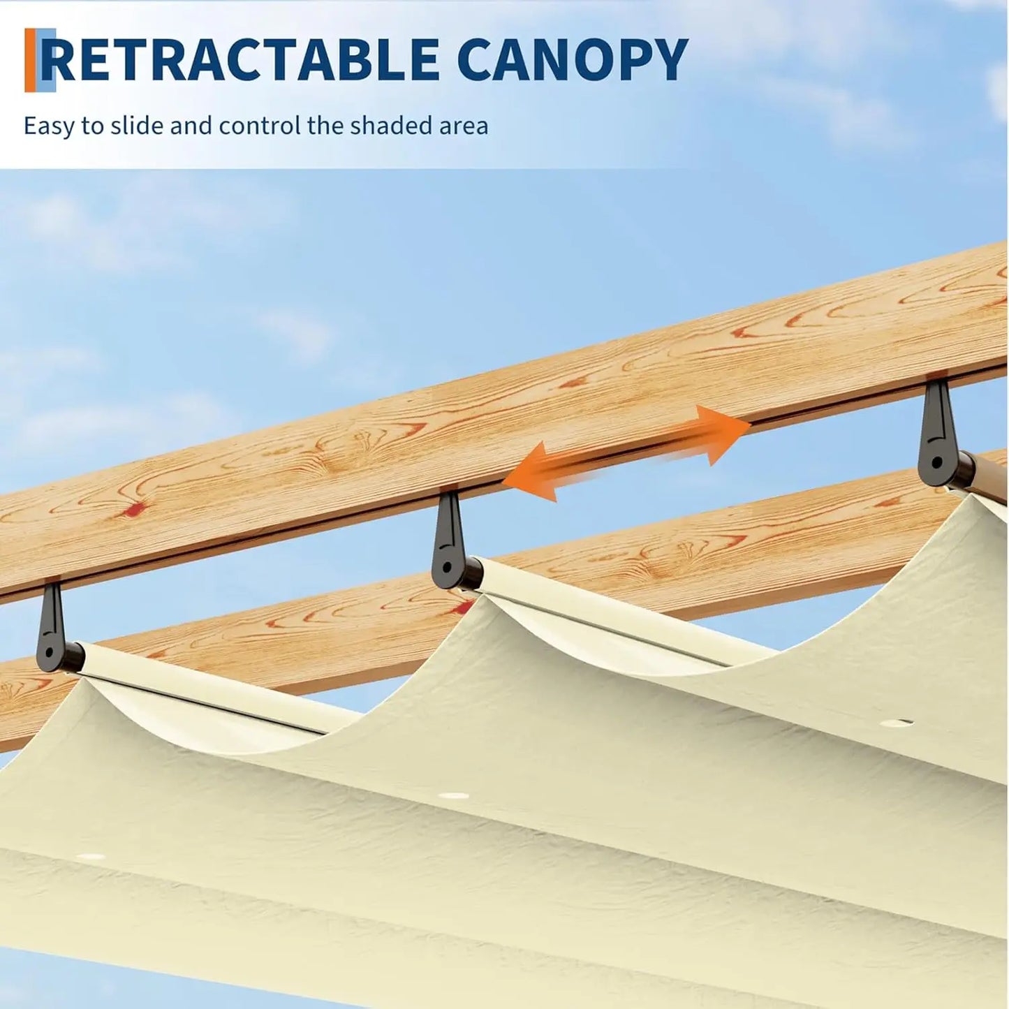 Outdoor Aluminum Pergola With Retractable Sun Shade Canopy