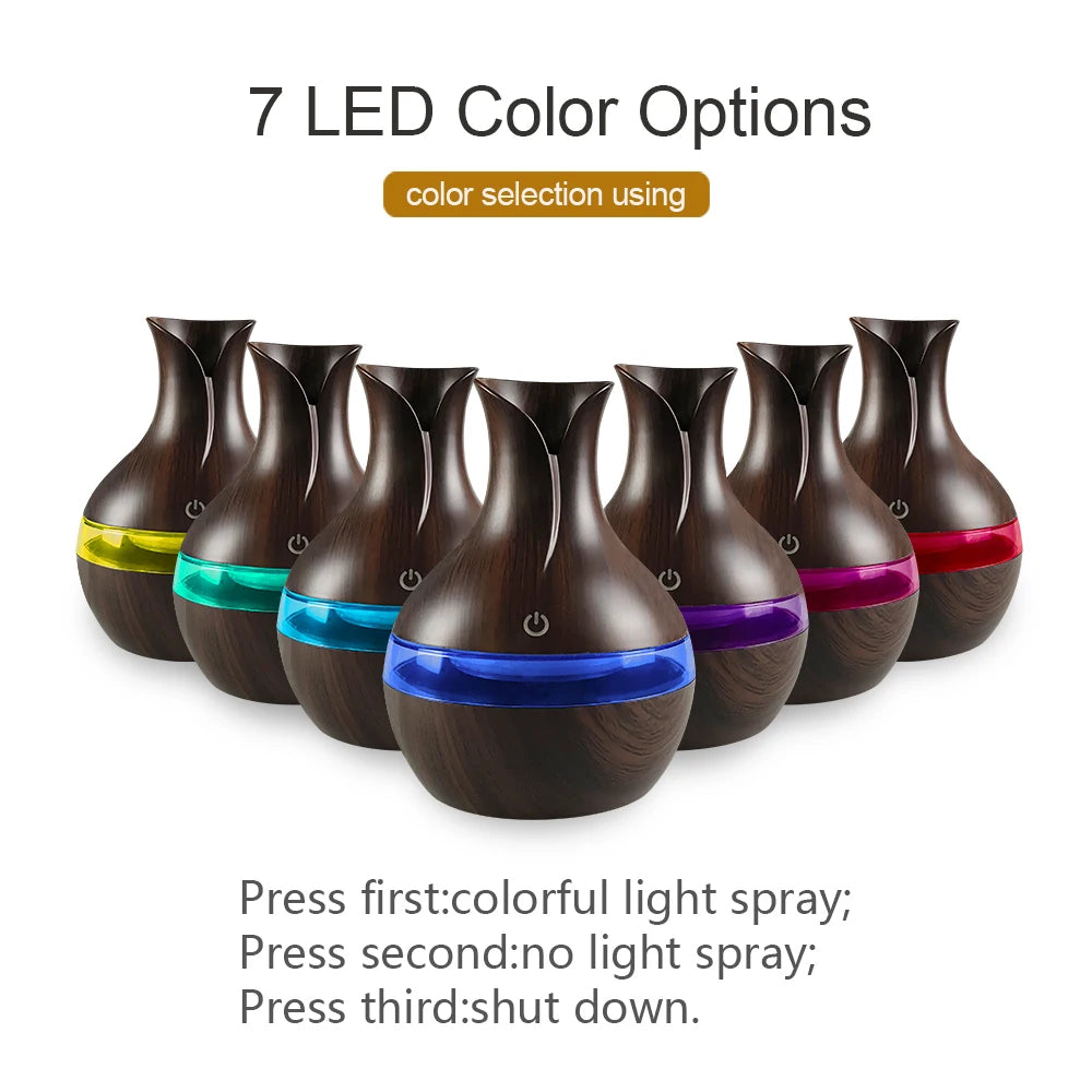 USB Humidifier Air Diffuser With 7 LED Lights For Comfort