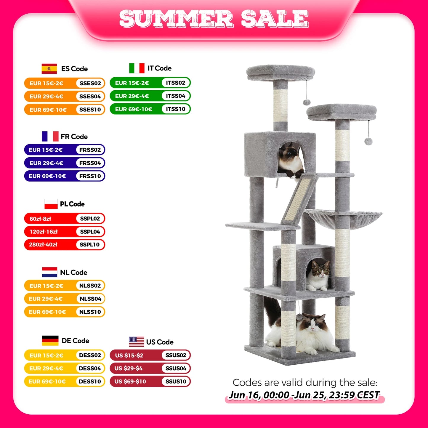 Large Cat Tree with Plush Condo and Scratching Posts