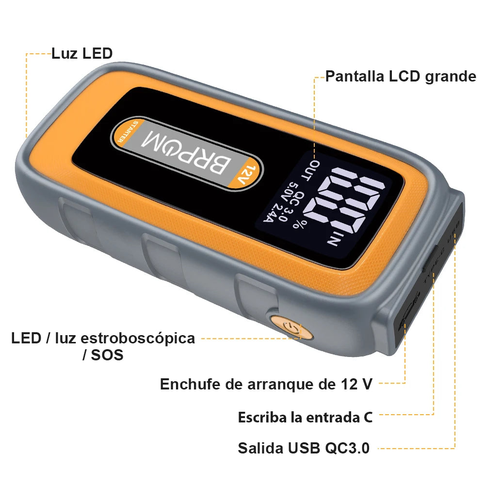 BRPOM 6000A Car Jump Starter With High Capacity Power Bank