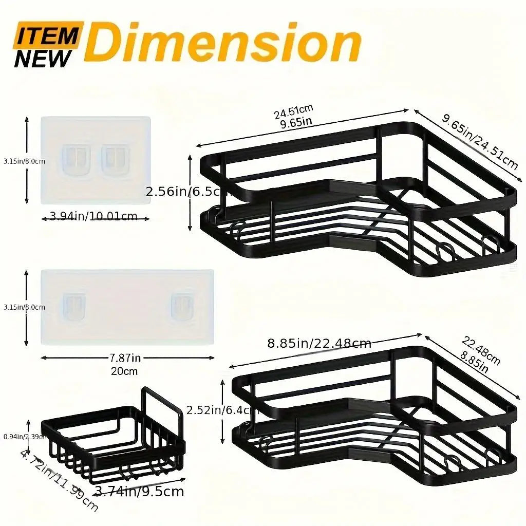 5 Pack Adhesive Shower Organizer Rustproof Stainless Steel Caddy