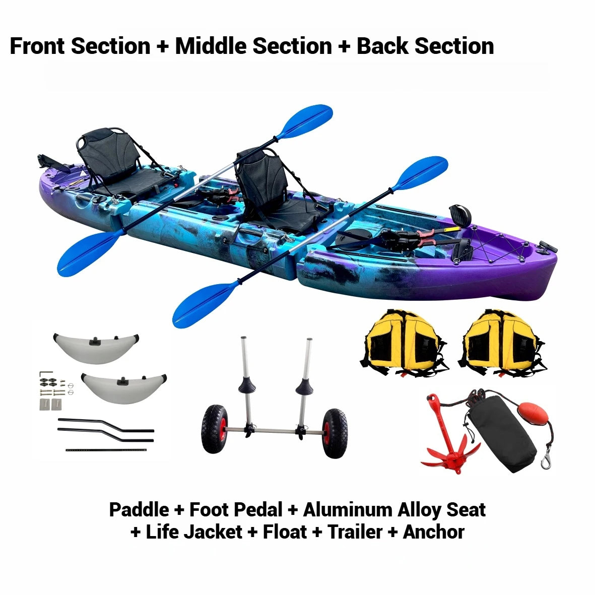 Portable LLDPE Kayak Canoe With Split Shell For Solo Tandem
