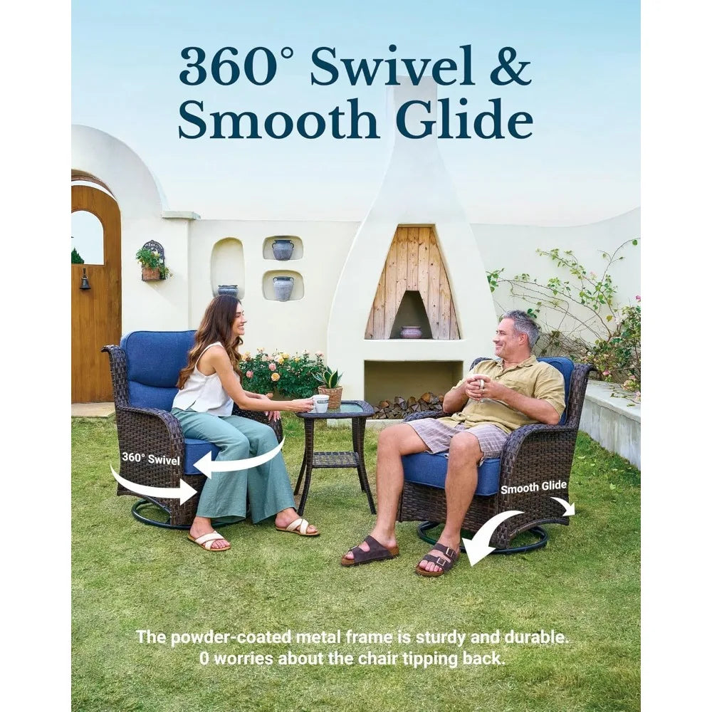 Luxury Outdoor Swivel Rocker Patio Chairs Set With Cushions