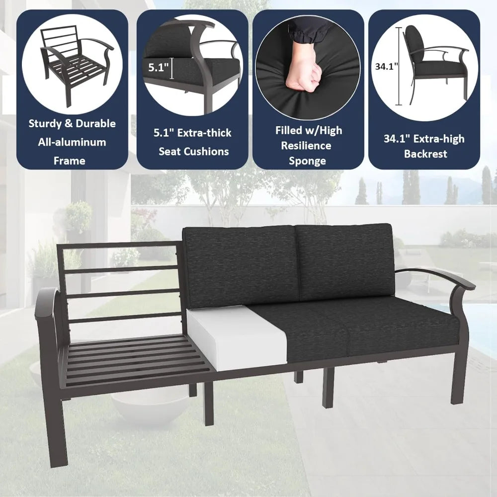 Aluminum Patio Furniture Set with Swivel Chairs for Modern Style