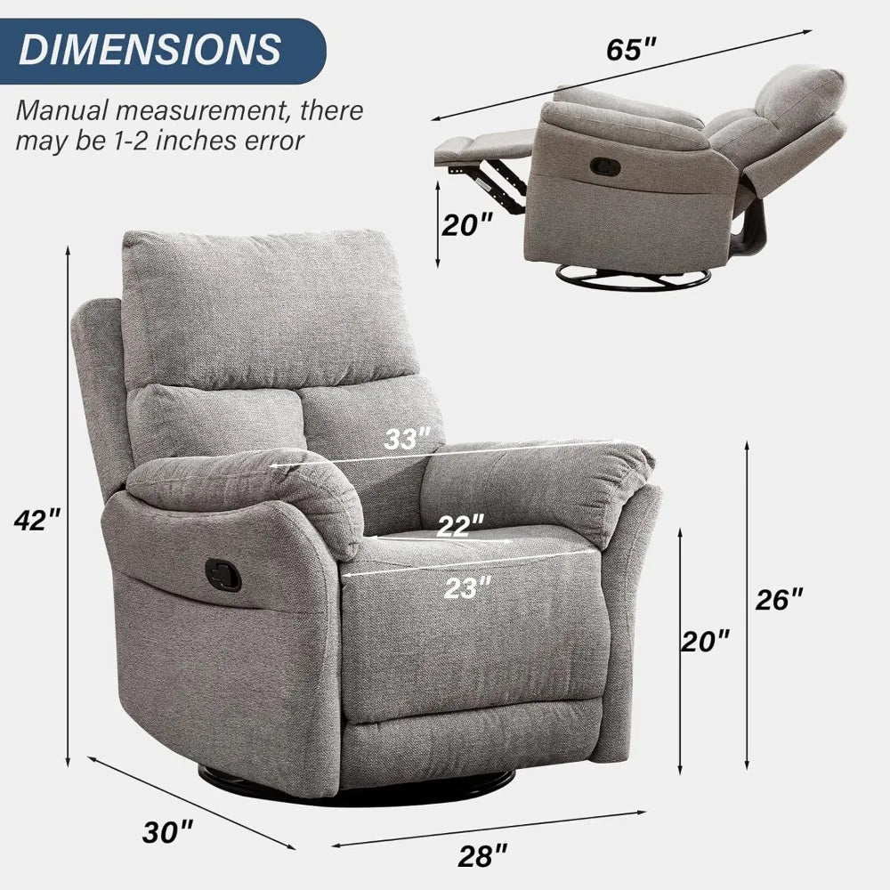 ZHIYONG Swivel Rocker Recliner Chair for Ultimate Comfort