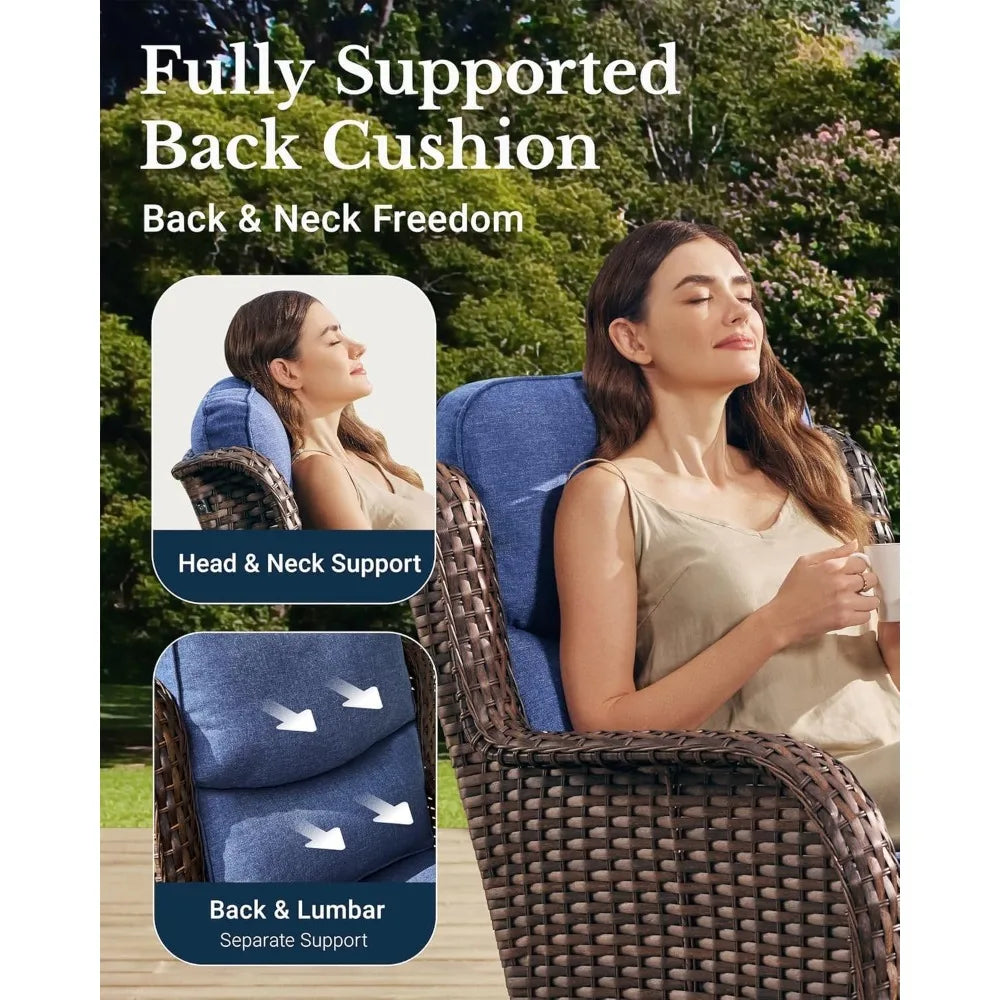 Luxury Outdoor Swivel Rocker Patio Chairs Set With Cushions