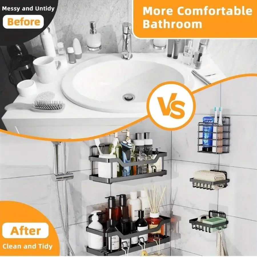 5 Pack Adhesive Shower Organizer Rustproof Stainless Steel Caddy
