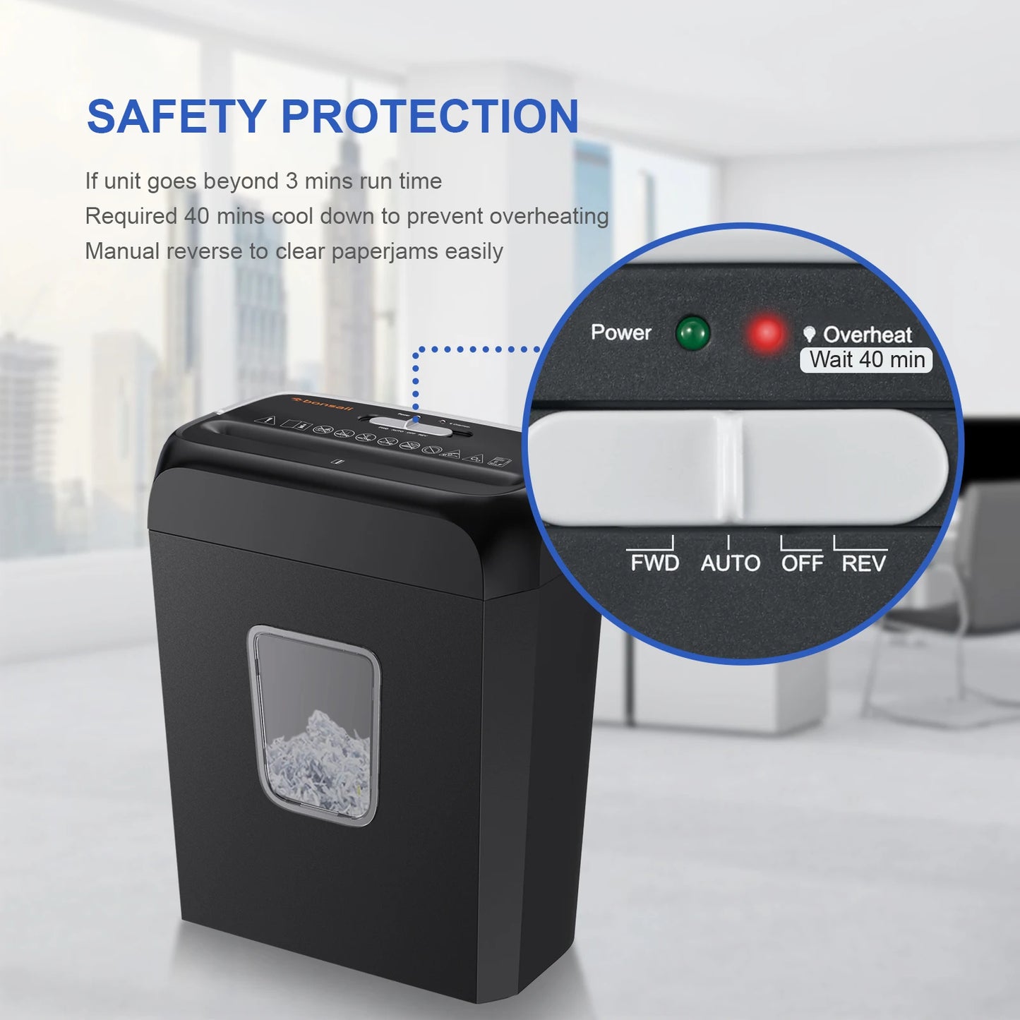 Bonsaii 6-Sheet Cross Cut Shredder for Home Office Use
