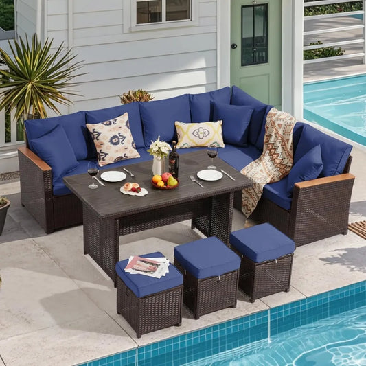 7-Piece Outdoor Patio Furniture Set with Thick Cushions