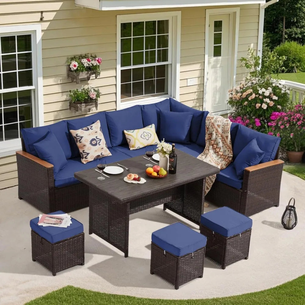7-Piece Outdoor Patio Furniture Set with Thick Cushions
