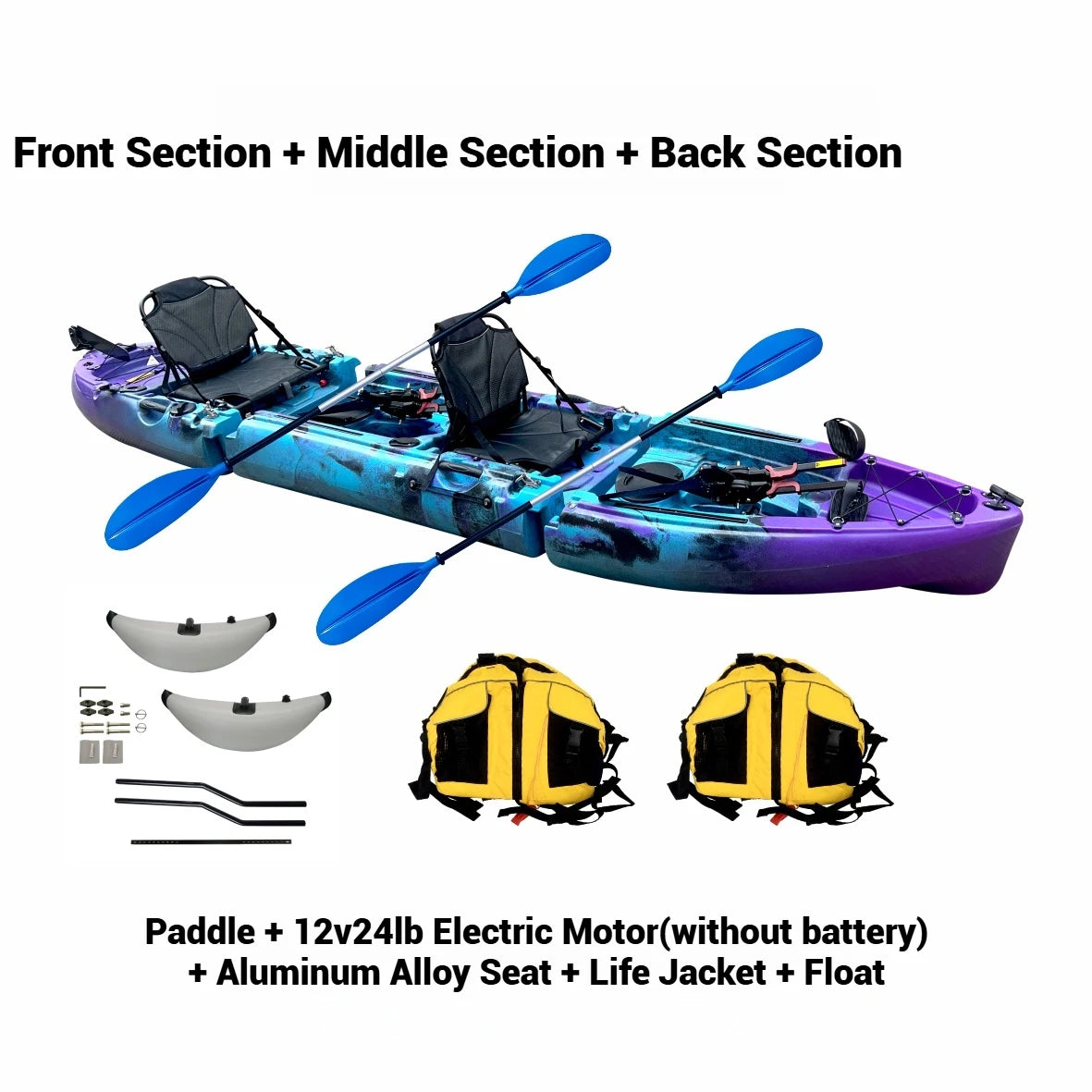 Portable LLDPE Kayak Canoe With Split Shell For Solo Tandem