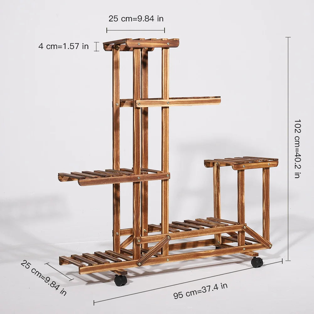 6 Tier Wood Plant Stand for Stylish Indoor and Outdoor Display