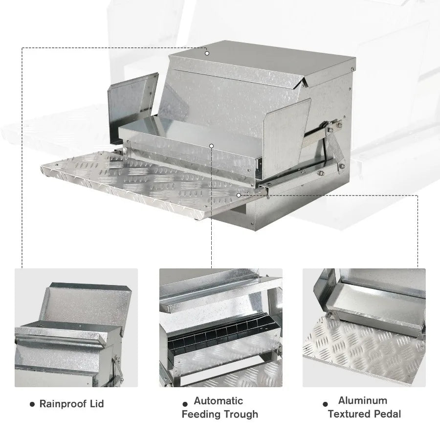 Automatic Chicken Feeder 30 Lb Capacity Galvanized Steel