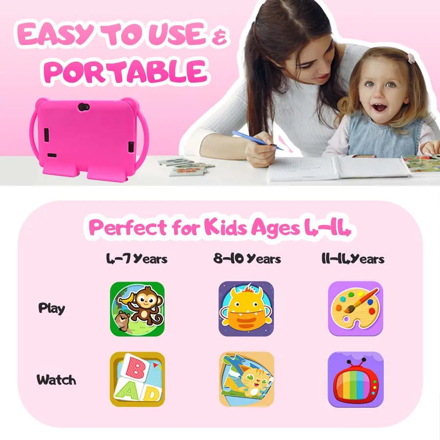 ATMPC 7 Inch Kids Tablet with Eye Protection and Parental Controls
