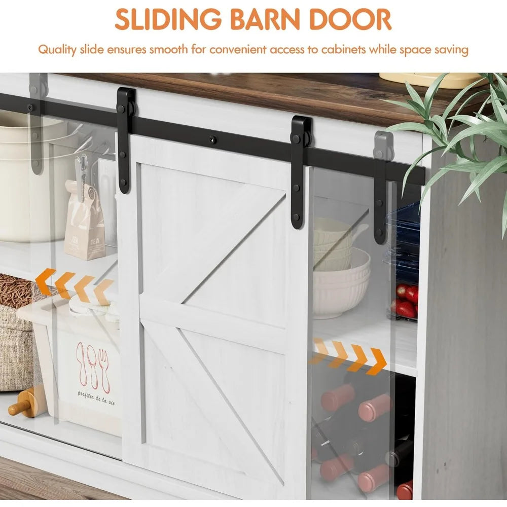 Farmhouse Sideboard Buffet Cabinet With Sliding Doors