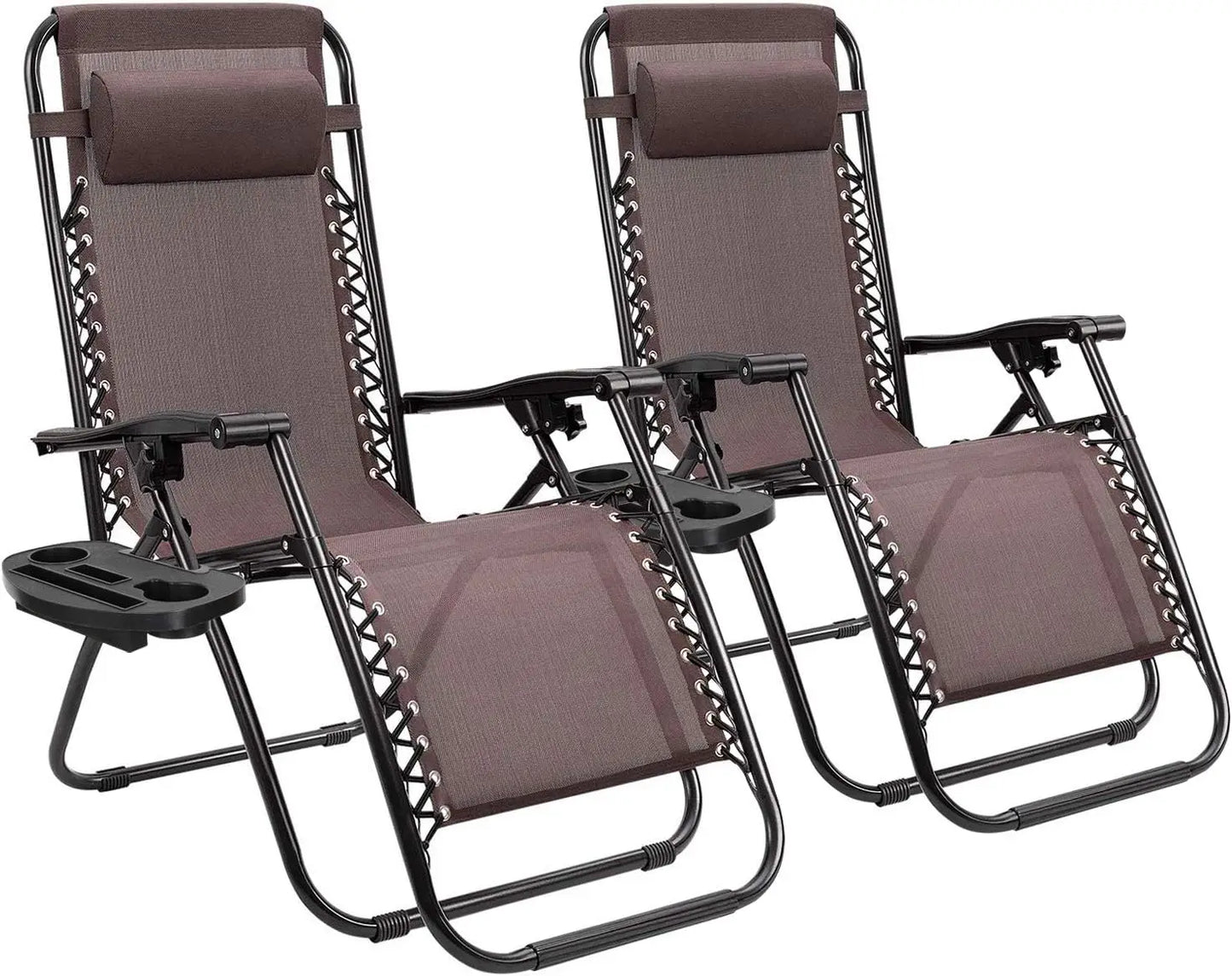 Zero Gravity Patio Chair Folding Outdoor Lounge with Cup Holder