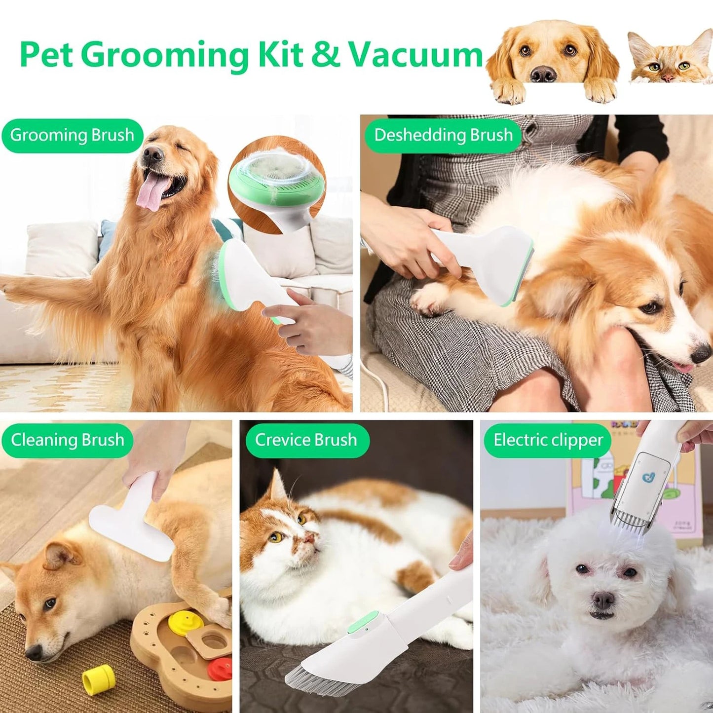 Quiet Pet Grooming Vacuum Kit 2L For Hair Removal Pro
