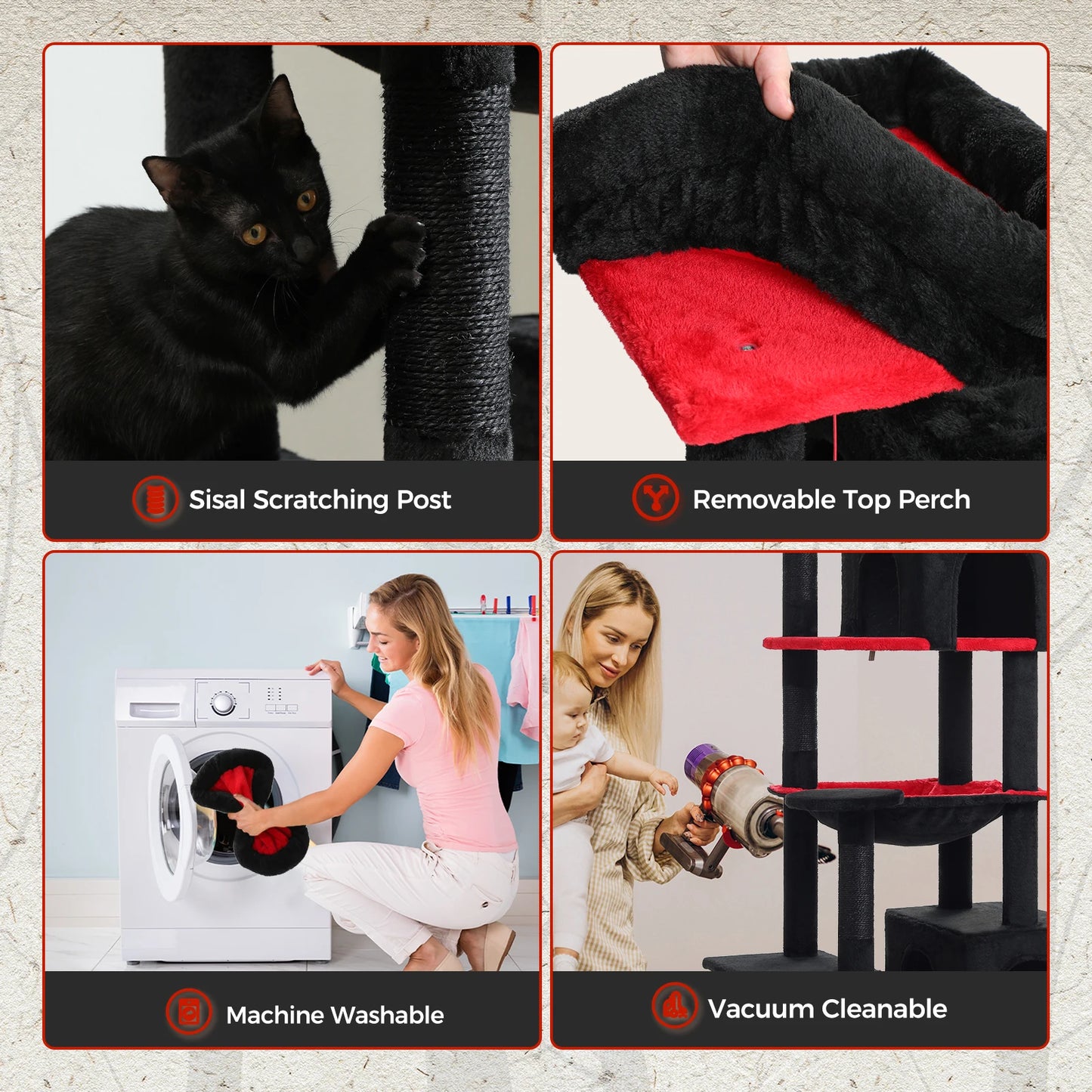 Tall Cat Tree For Indoor Cats With Large Hammock XL