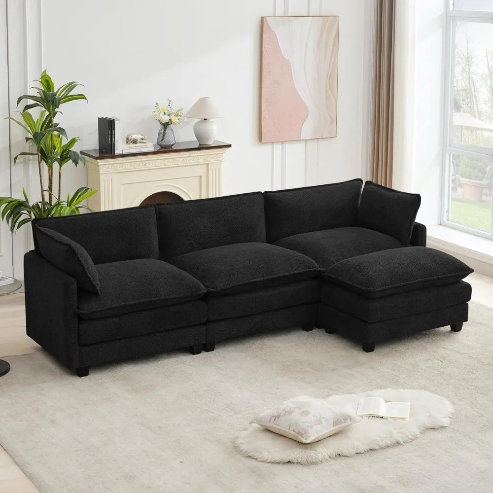 Modular Sectional Couch With Movable Ottoman L Shaped Sofa