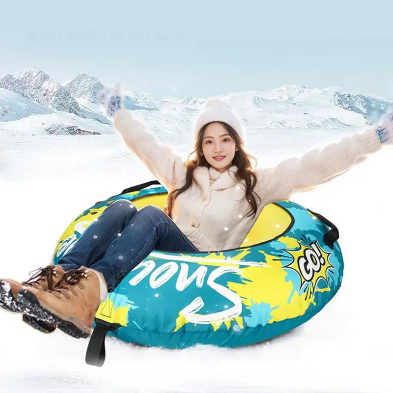 Inflatable Snow Sled With Thick Handles For Winter Fun