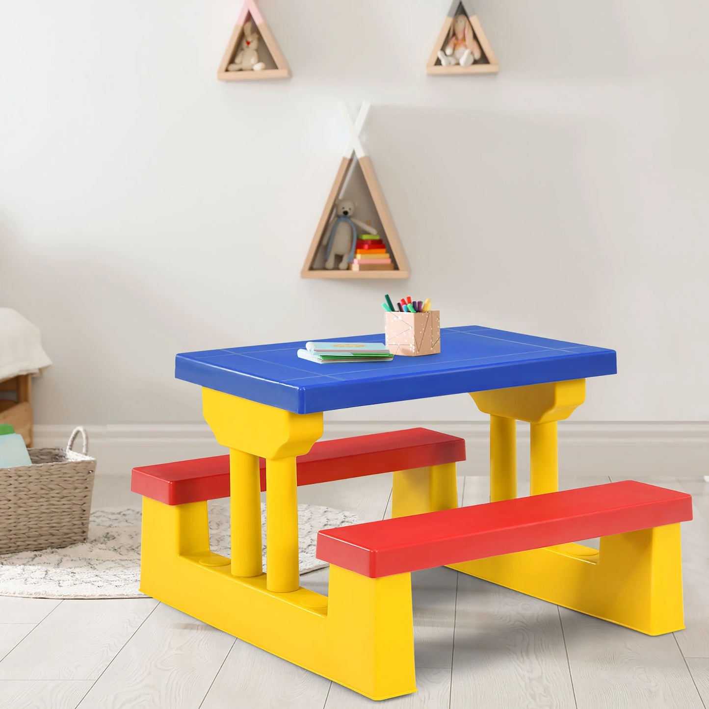 Homasish Kids Picnic Table Set with Removable Umbrella