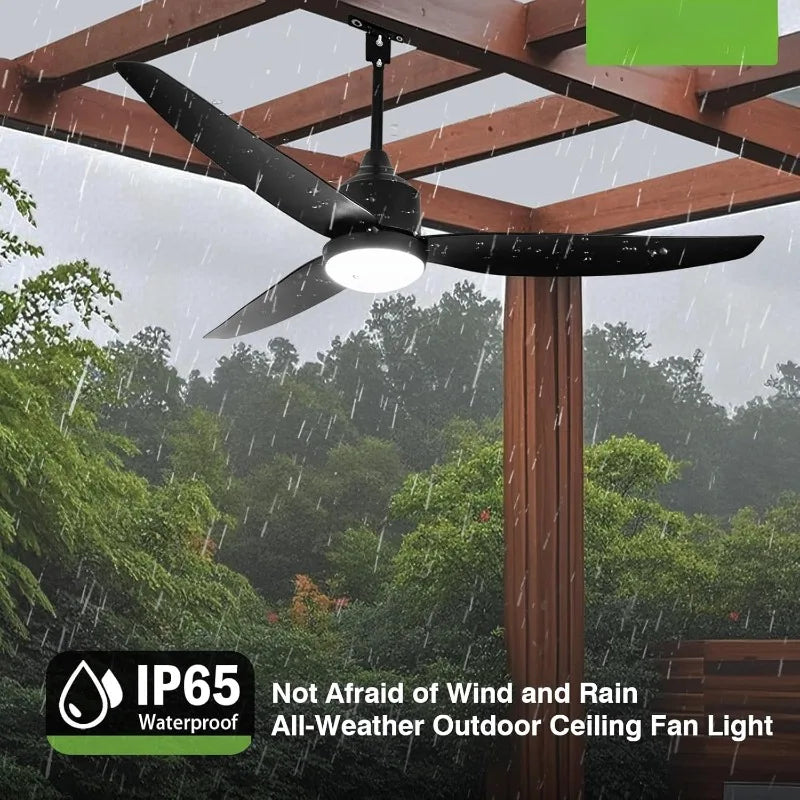 Waterproof Outdoor Ceiling Fan with Light and Remote