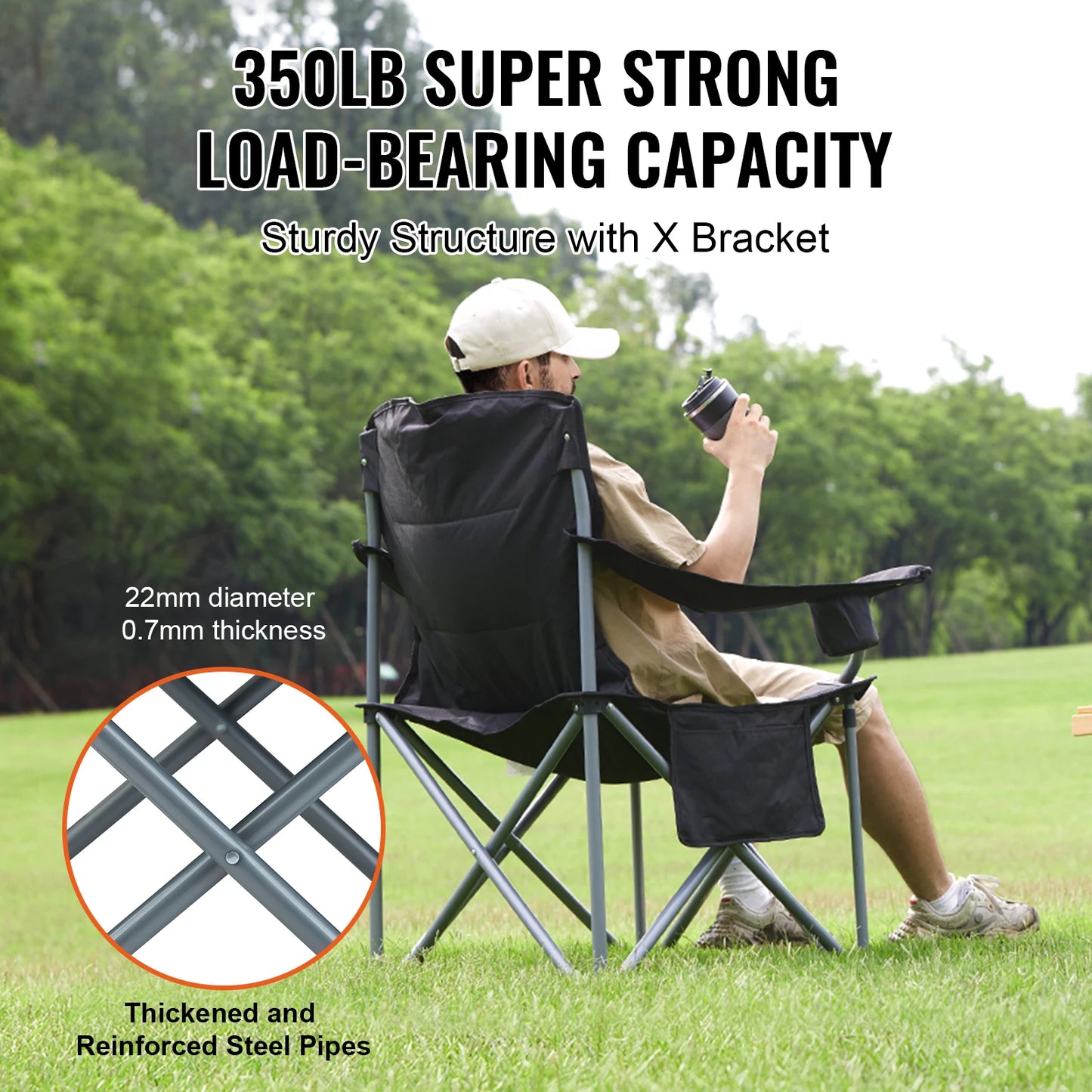 SucceBuy Ultralight Camping Chair 350lbs Folding Seat