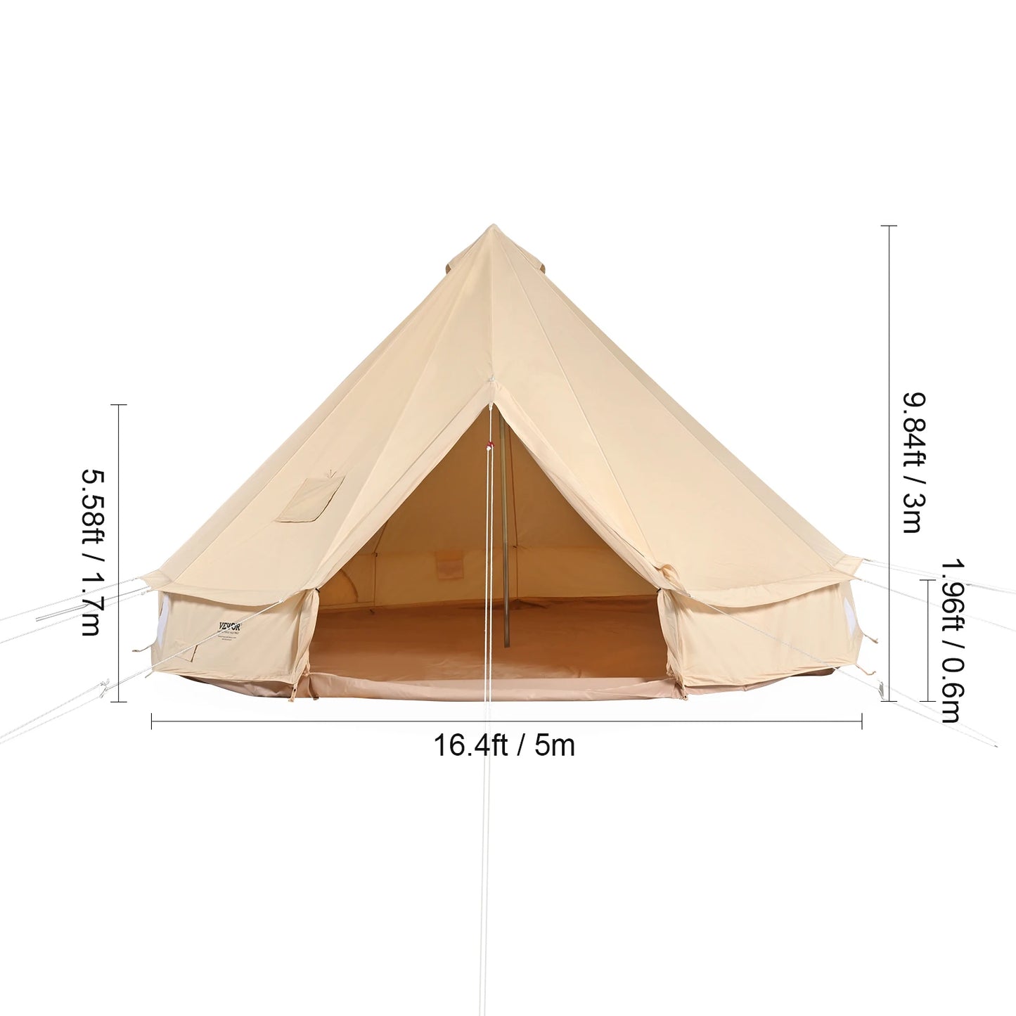 VEVOR Canvas Bell Tent All Season Camping Holds Eight People