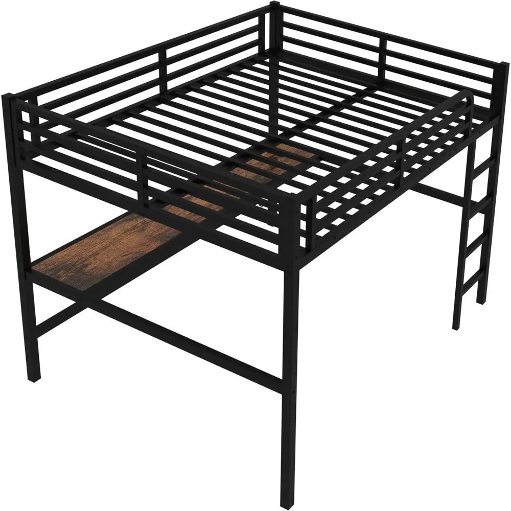 Queen Size Loft Bed With Desk LED And USB Charging