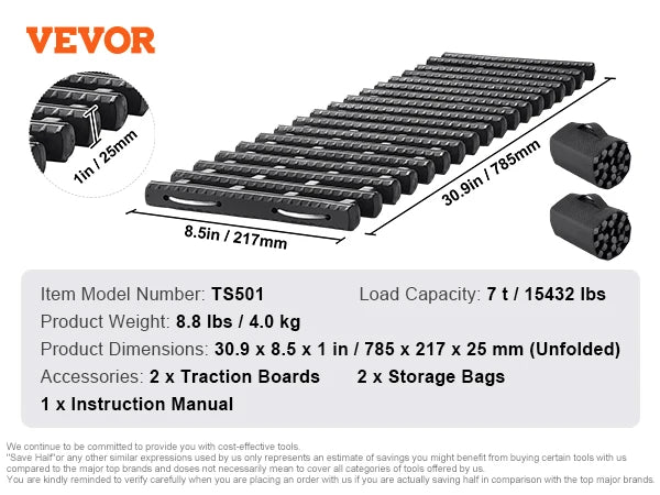 10 Ton Traction Boards For Off Road Recovery Mats Pair