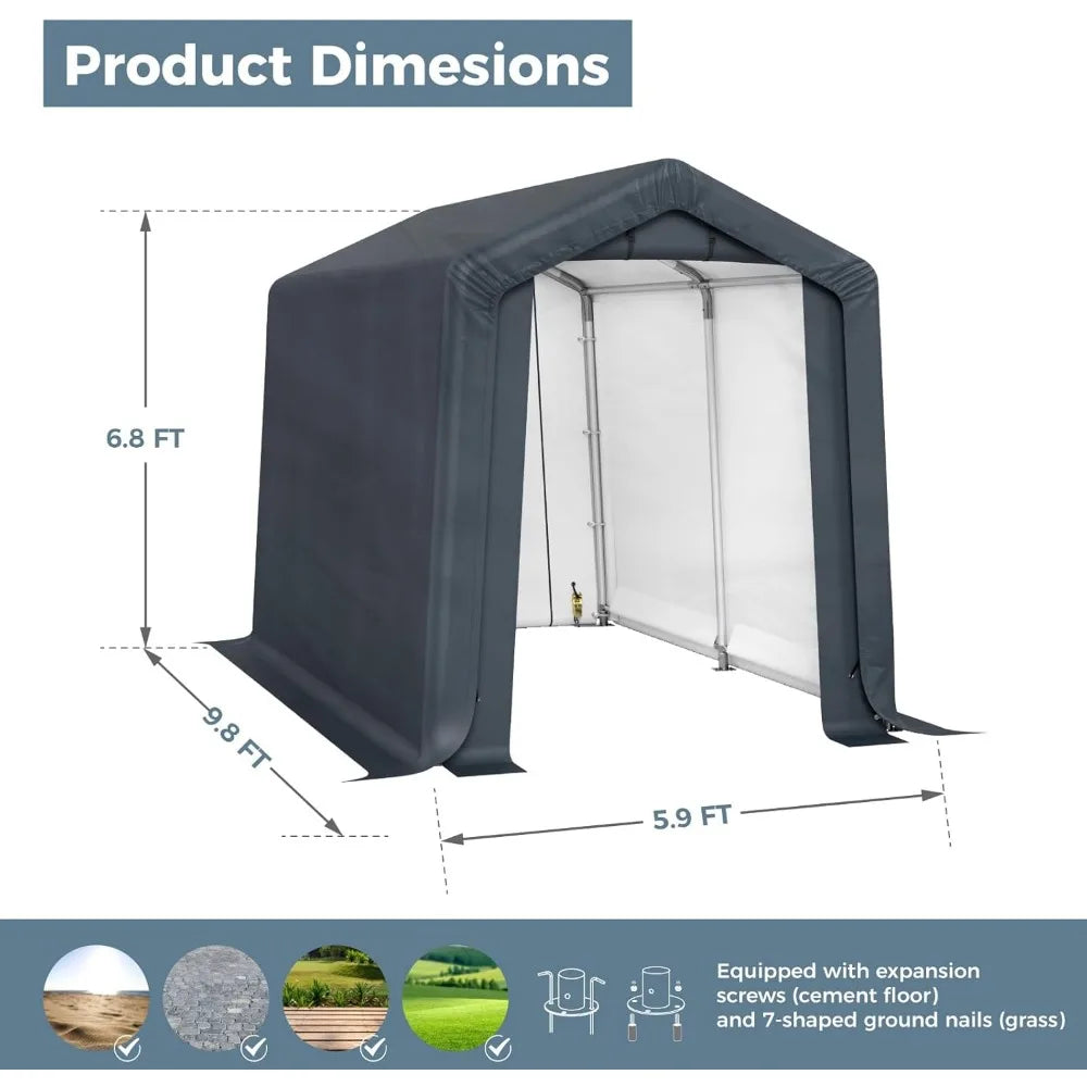 Portable Storage Shed 6x10 ft Easy Access Roll Up Door