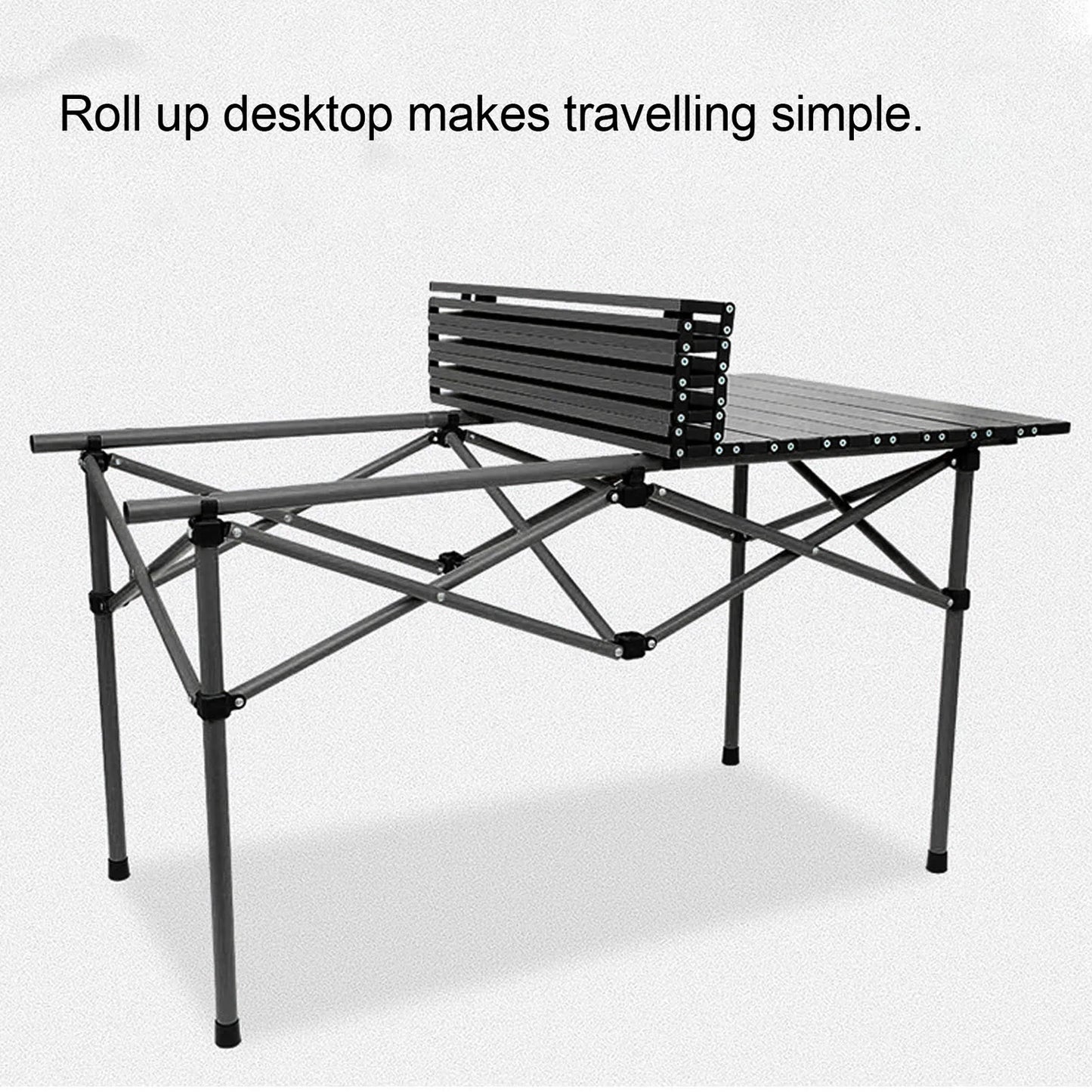 47 Inch Outdoor Folding Picnic Table With Storage Basket