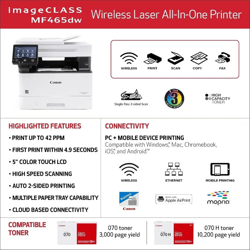 Monochrome Wireless Laser Printer with Fast 42 PPM Printing