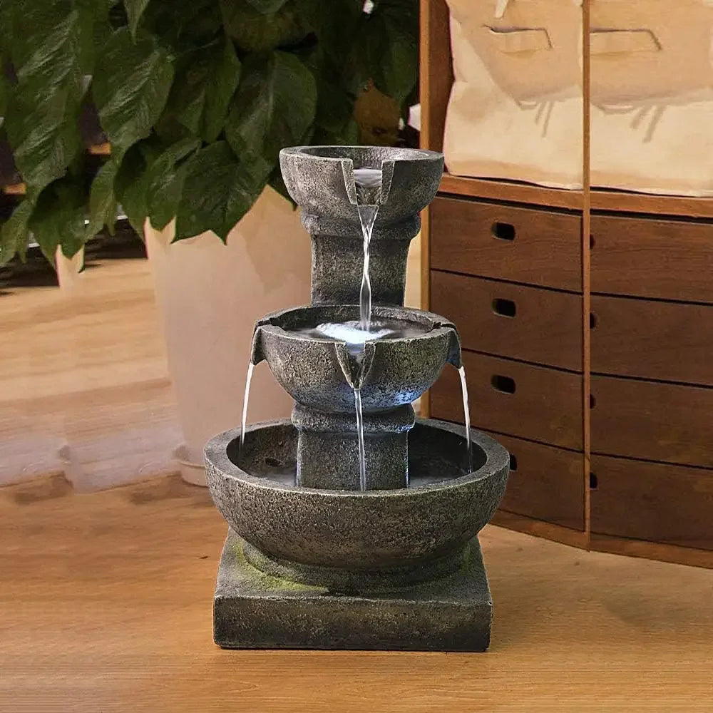 Outdoor Waterfall Fountain with Soothing LED Lights