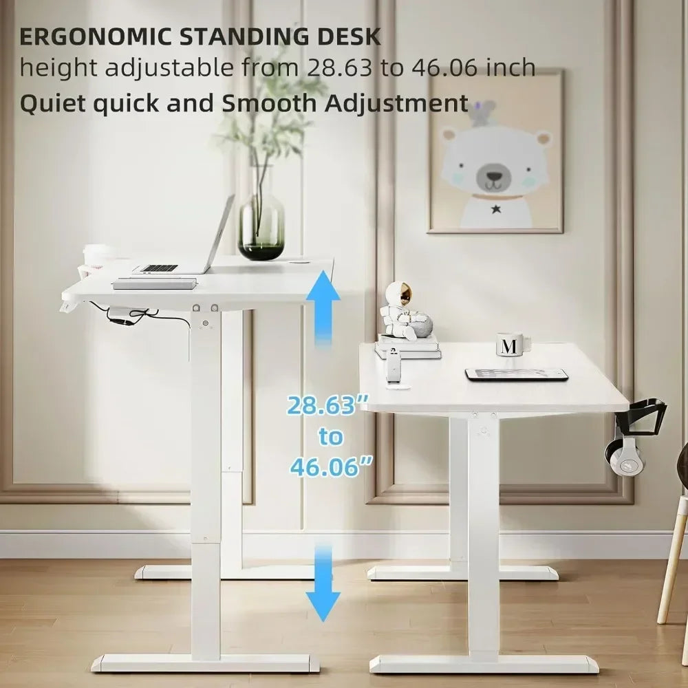 Height Adjustable Electric Standing Desk for Home Office White