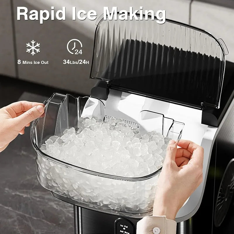 Nugget Ice Maker Countertop with Self-Cleaning Feature