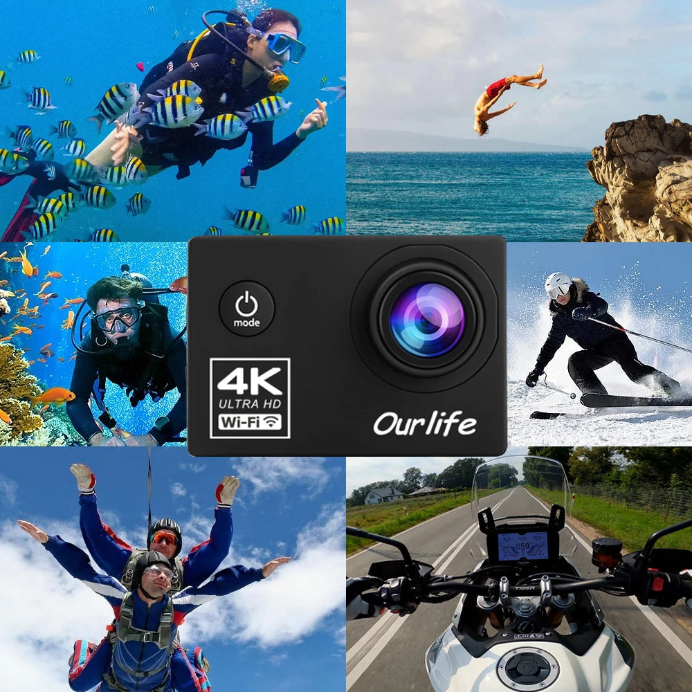 Action Camera 4K Ultra HD Waterproof 30m With WiFi