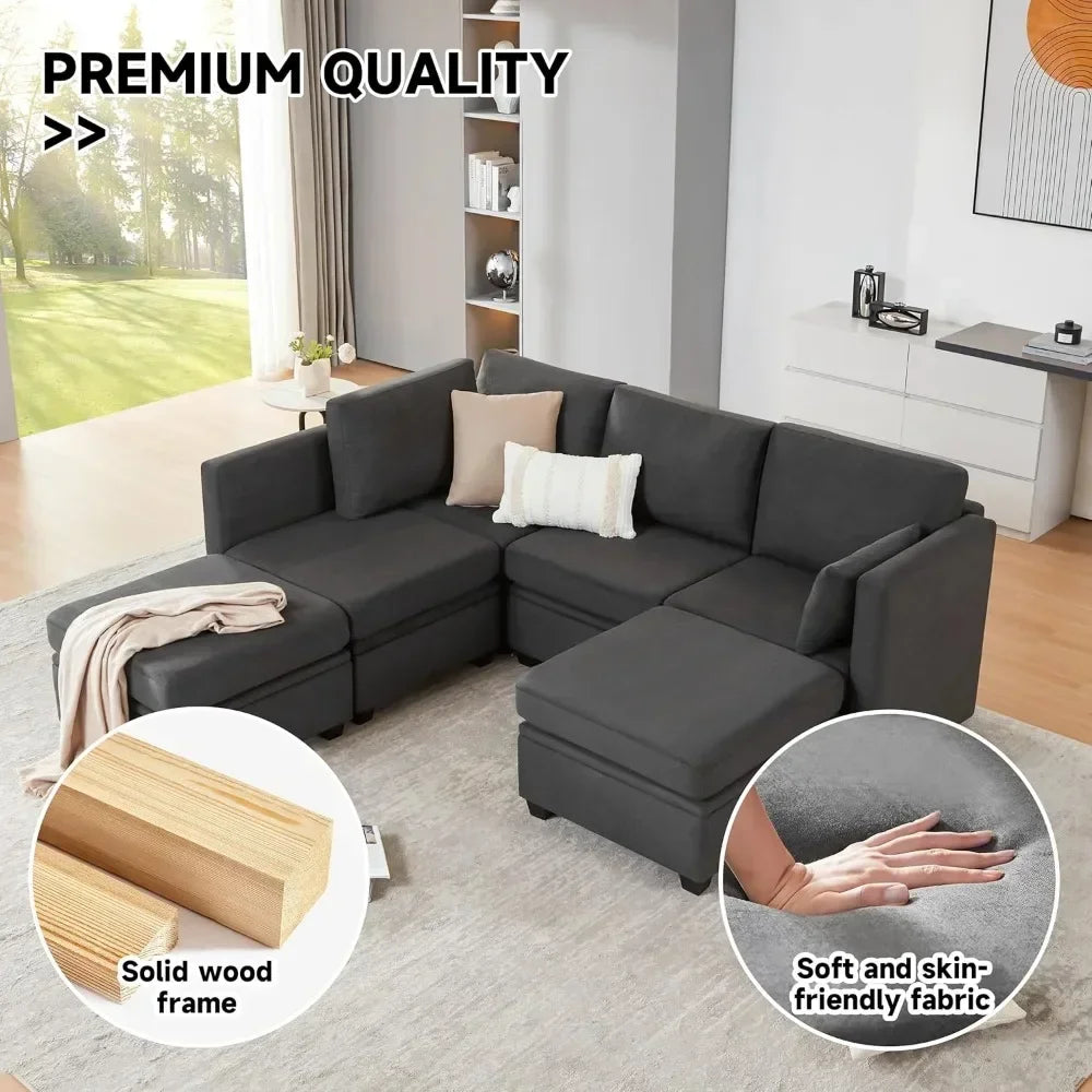 Modular Sectional Sofa With Storage And Ottomans U Shaped