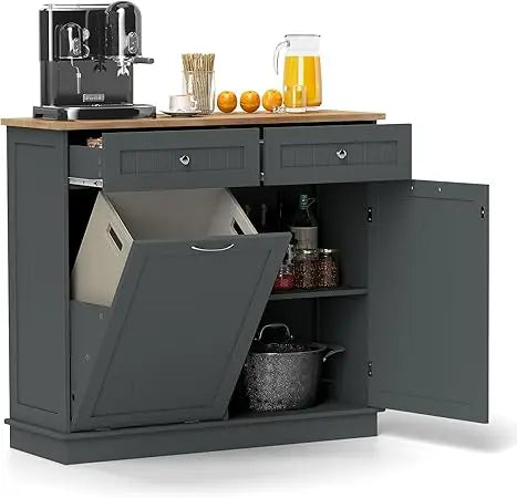 Stylish Tilt Out Trash Cabinet with Adjustable Shelf